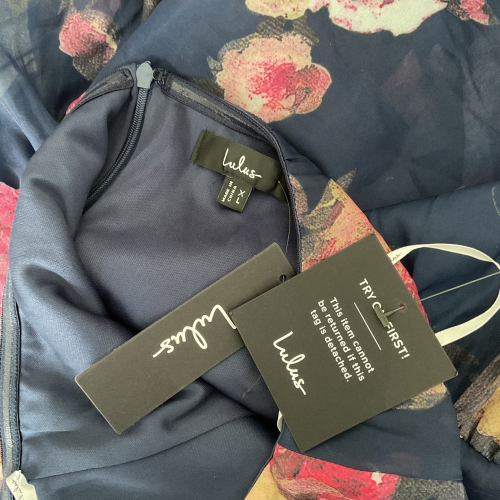 Lulu's Navy Strapless Floral Maxi Dress with Pink Blooms - Picture 12 of 15